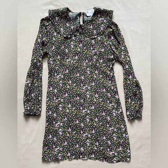 Charles Henry Floral Collar Keyhole Back Long Sleeve Mini Dress Size Large - Picture 1 of 6